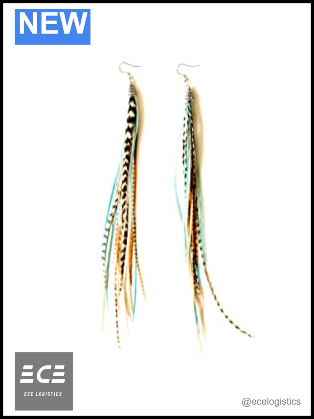 Handmade Bohemian Feather Dangle Earrings Sterling Silver